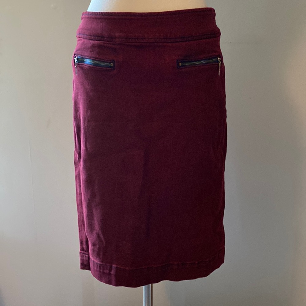 Gently used red engine, pencil skirt